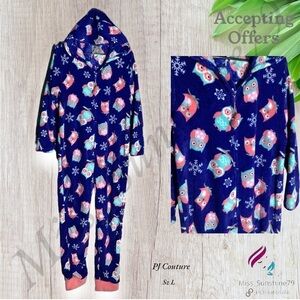 PJ Couture - Sz L - super soft fleece hooded Overall chill lounge vibe